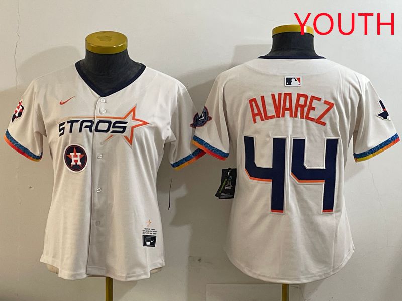 Youth Houston Astros #44 Alvarez Cream Fourth generation Joint Name Nike 2025 MLB Jersey style 7->youth mlb jersey->Youth Jersey